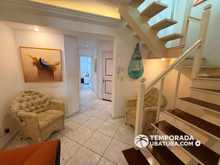 405DM – Cobertura duplex de frente para o mar c/ vista panor