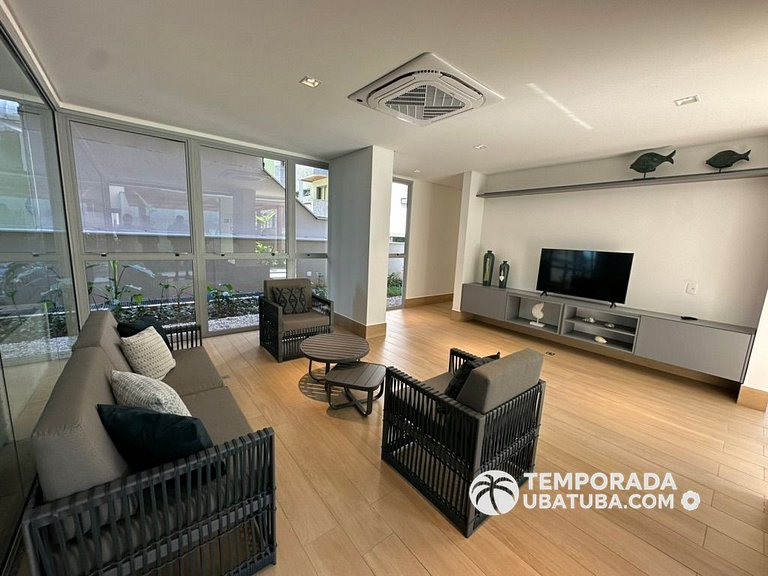 BAM209 – Apartamento frente mar com 2 dormitórios. Condomíni