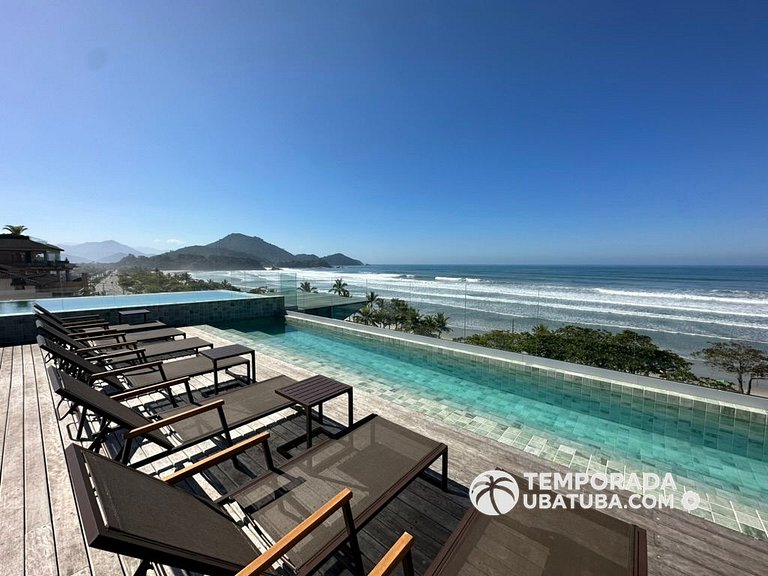 BAM209 – Apartamento frente mar com 2 dormitórios. Condomíni