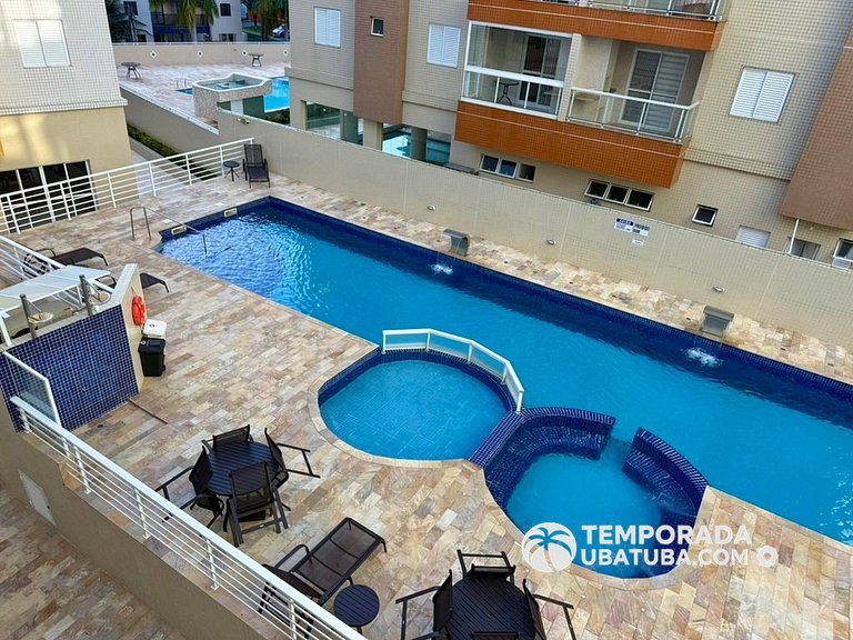 205P - Ap na Quadra da Praia Grande 3 dorm 2 vagas