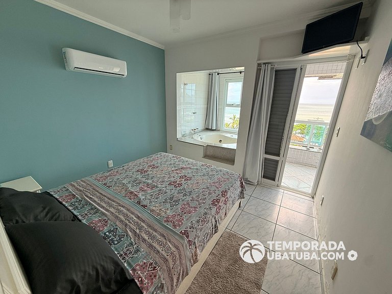 405DM – Cobertura duplex de frente para o mar c/ vista panor