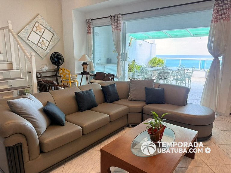 405DM – Cobertura duplex de frente para o mar c/ vista panor